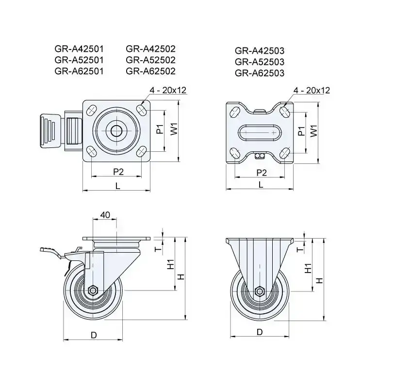 ลูกล้อยาง รุ่นน้ำหนัก 300kgf Heavy Duty Casters GR-A series (Rubber Wheel) - Load Capacity รุ่น/รหัส 001656 รูปที่ 3