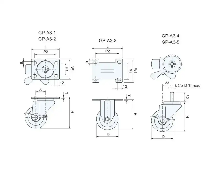 ลูกล้อพลาสติกเบา Light Duty Casters รุ่นน้ำหนัก 100kgf รุ่น/รหัส 001670 รูปที่ 3