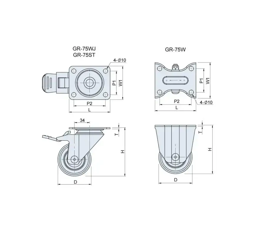 ลูกล้อยาง รุ่นน้ำหนัก 150kgf Medium Duty Casters Rubber Wheel รุ่น/รหัส 001668 รูปที่ 3