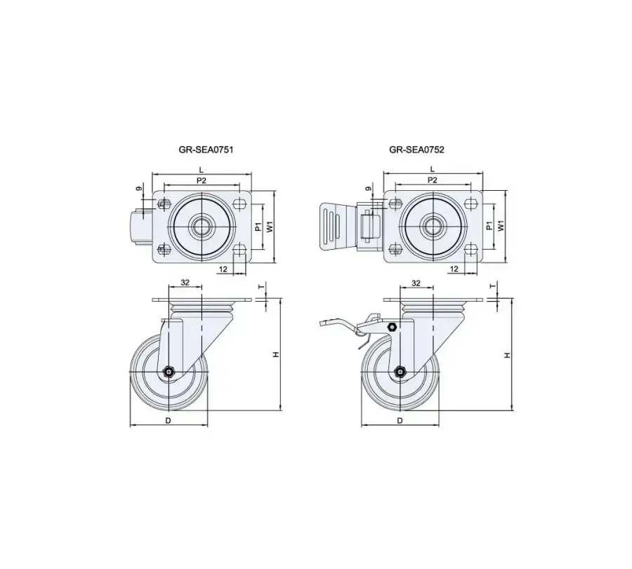 ลูกล้อยาง รุ่นน้ำหนัก 200kgf Wheel Rubber Medium Duty Casters รุ่น/รหัส 001667 รูปที่ 3
